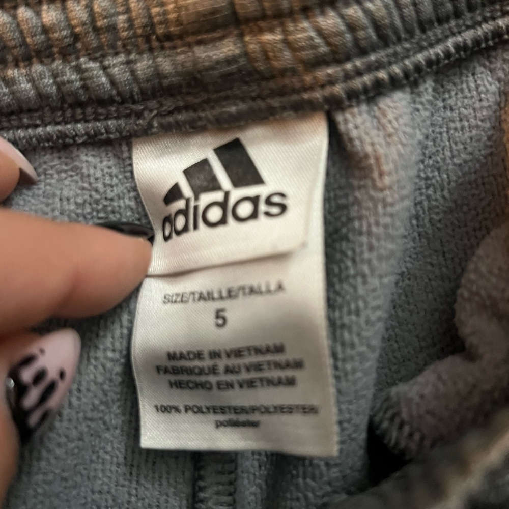 Adidas Kids Sweatpants in Black and Gray with Neon Green Stripes - Picture 7 of 7